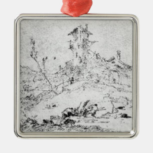 Castel Cogolo Per Andar a Trento (pen & ink on pap Metal Ornament