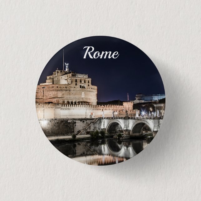 Castel Sant Angelo at night in Rome 3 Cm Round Badge (Front)