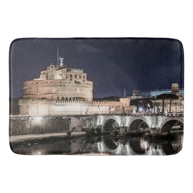 Castel Sant Angelo at night in Rome Bath Mat (Front)