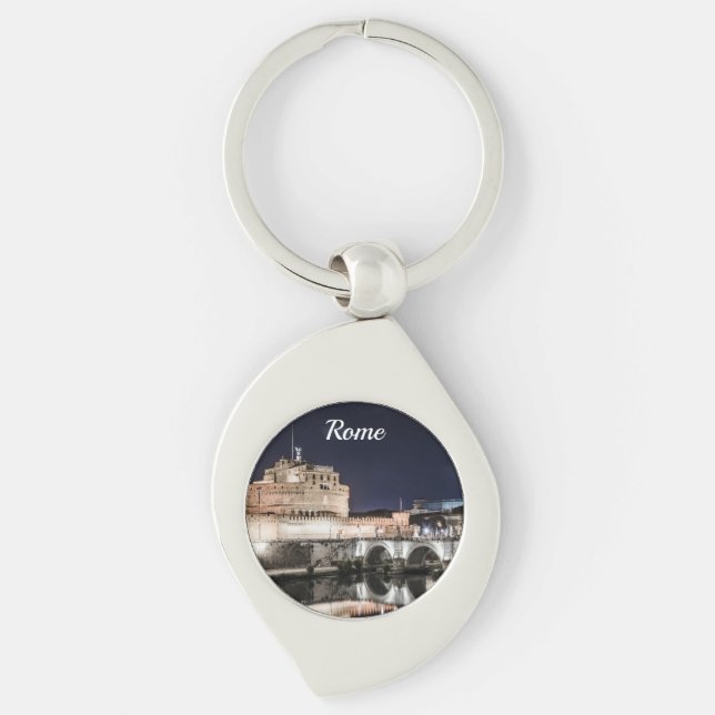 Castel Sant Angelo at night in Rome Key Ring (Front)