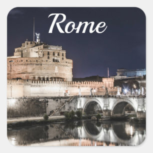 Castel Sant Angelo at night in Rome Square Sticker