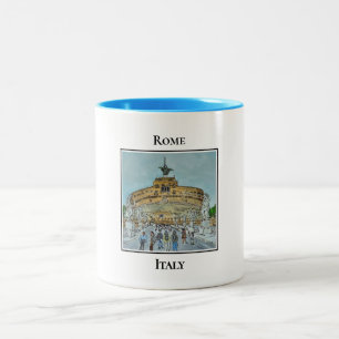Castel Sant'Angelo, Ponte Sant'Angelo, Rome Italy Two-Tone Coffee Mug