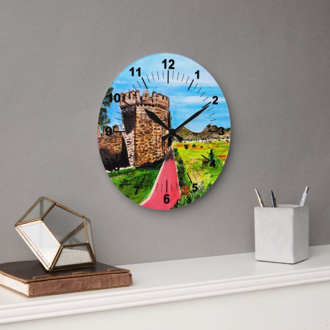 Castell de Benisanó Painting by Alfred Fox Large Clock (Office)