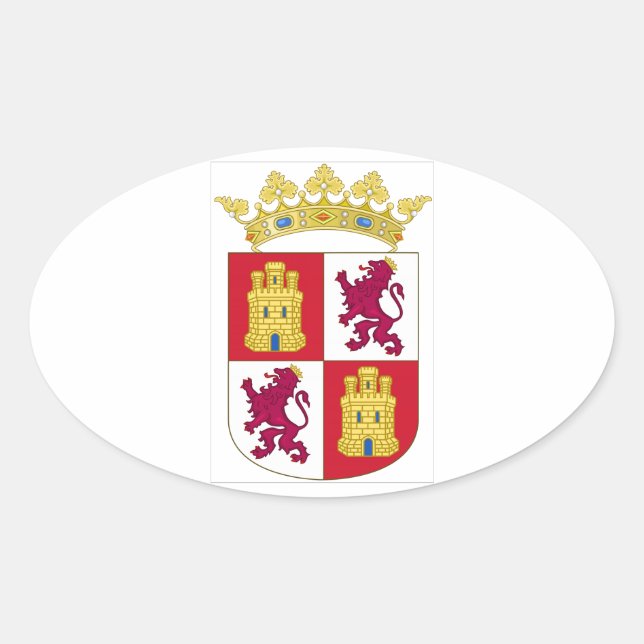 Castilla y Leon (Spain) Coat of Arms Oval Sticker (Front)