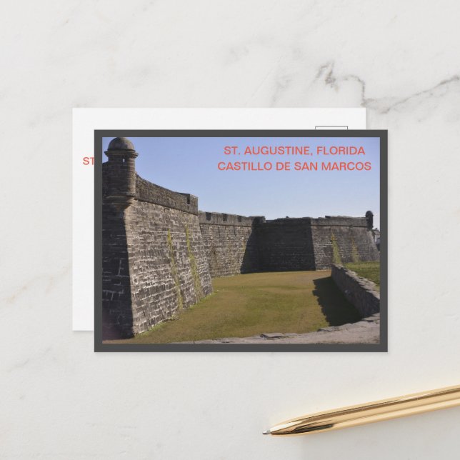 Castillo de San Marcos St. Augustine Florida Postcard (Front/Back In Situ)