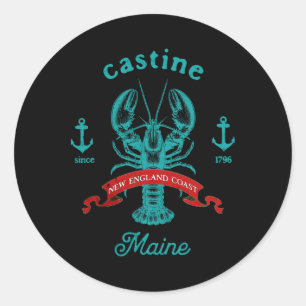 Castine Maine Lobster Fishing Vacation Beach Souve Classic Round Sticker
