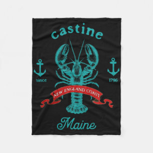 Castine Maine Lobster Fishing Vacation Beach Souve Fleece Blanket