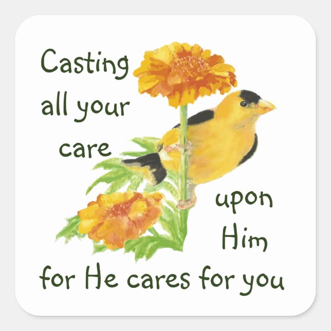 Casting all your care upon Him 1 Peter 5:7 Square Sticker (Front)