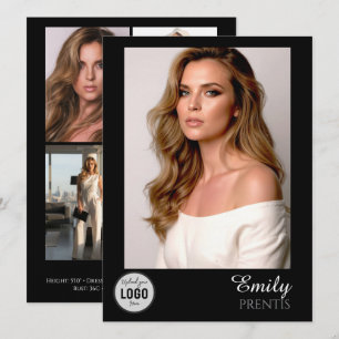 Casting Call Comp Cards 5 Photos with Logo