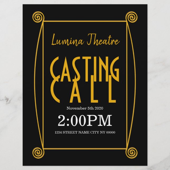 Casting Call Theatre Art Music Flyer (Front)