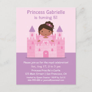 Castle African American Princess Birthday Party Invitation
