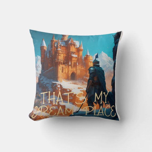 CASTLE AND HER DREAMER Throw Pillow (Front)