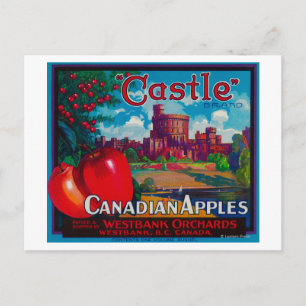 Castle Apple Label - Westbank B.C. Canada Postcard