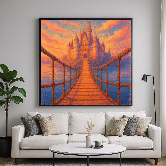 Castle Bridge - Pastel Painting Style Fantasy Art Poster (Creator Uploaded)
