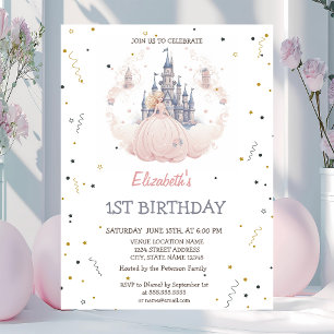Castle Clouds Princess Fairytale Birthday  Invitation