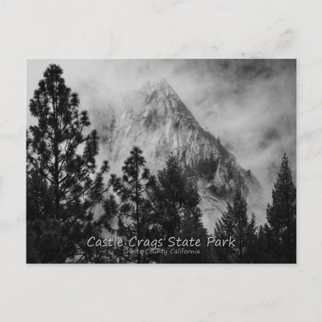 Castle Crags Moody Black and White Postcard (Front)