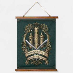 “Castle Crest of Honor” Customizable Hanging Tapestry