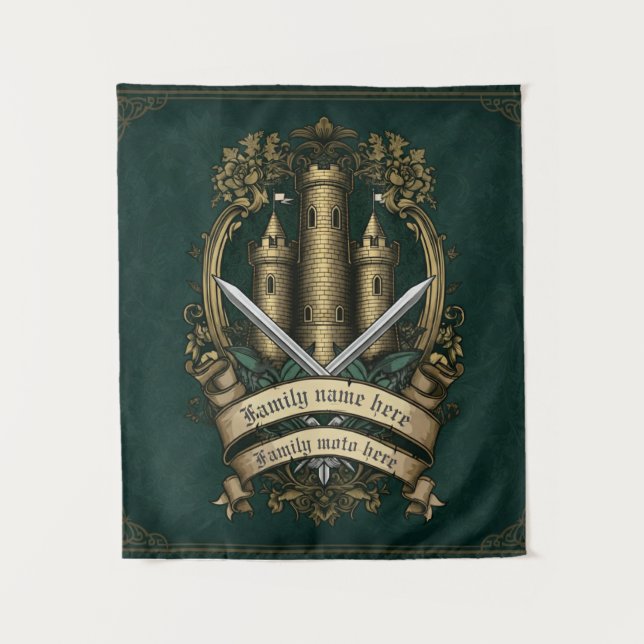 “Castle Crest of Honor” Customizable Medieval  Tapestry (Front)
