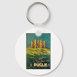 Castle del Monte Puglie Vintage Travel Art Key Ring
