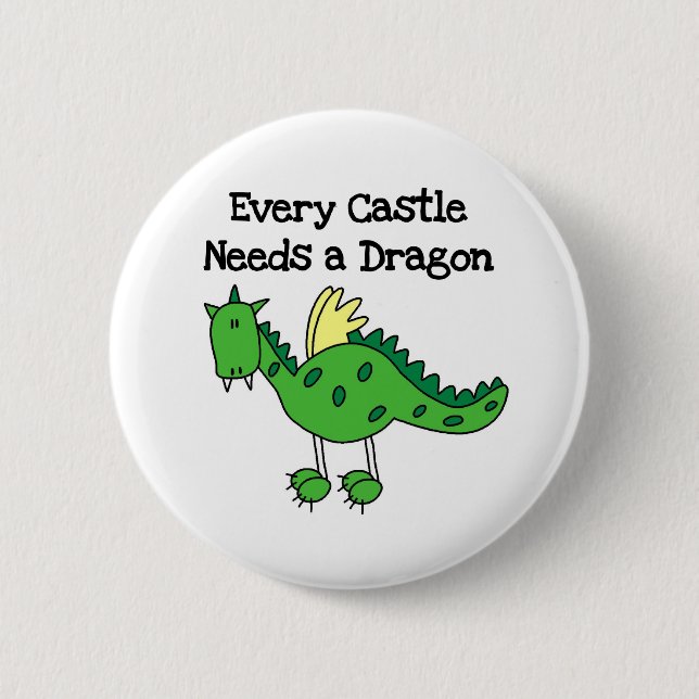 Castle Dragon 6 Cm Round Badge (Front)