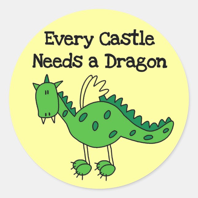 Castle Dragon Classic Round Sticker (Front)