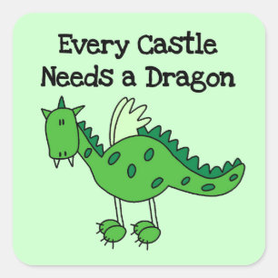 Castle Dragon Square Sticker