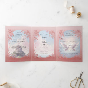 Castle fairy tale book Tri-Fold Wedding Invitation