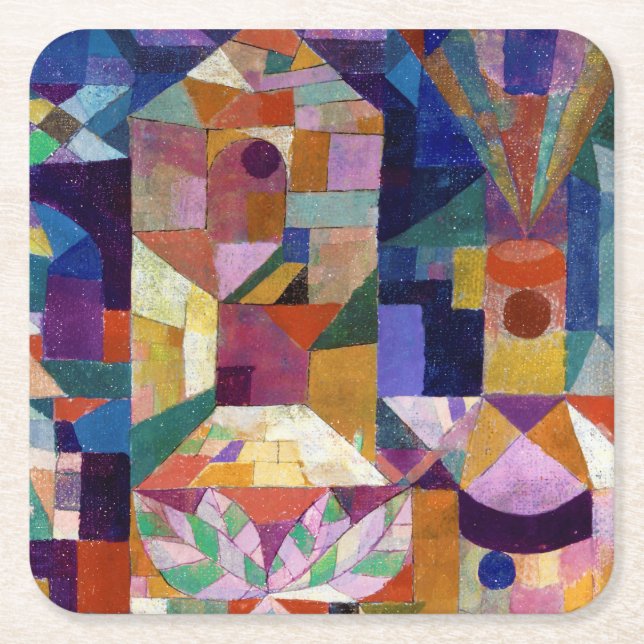 Castle Garden, Paul Klee Square Paper Coaster (Front)