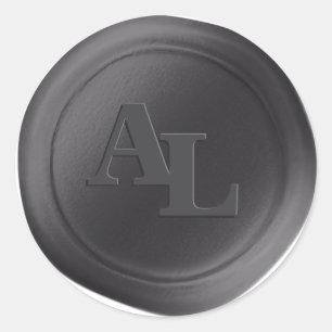 Castle Grey Wax Seal Monogram Wedding Stickers