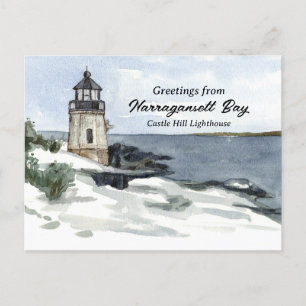 Castle Hill Lighthouse Narragansett Bay Newport RI Postcard