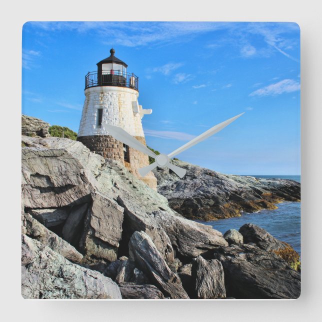 Castle Hill Lighthouse, Rhode Island Square Wall Clock (Front)