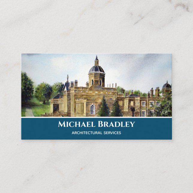 Castle Howard York England Watercolor Landscape Business Card (Front)