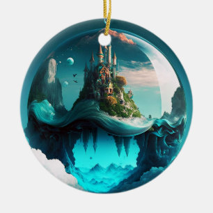 Castle In Crystal Ball Ceramic Ornament