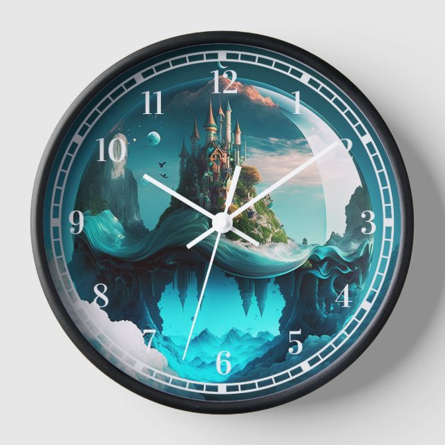Castle In Crystal Ball Clock (Front)