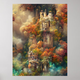 Castle In Forest, Fantasy Jungle, Magic Castle Pos Poster
