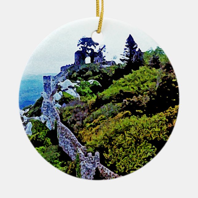 Castle in Sintra Portugal Ceramic Ornament (Front)