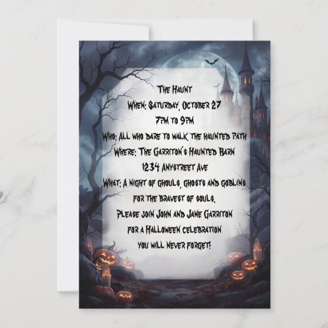 Castle in the Mist Halloween Party Invitation (Front)