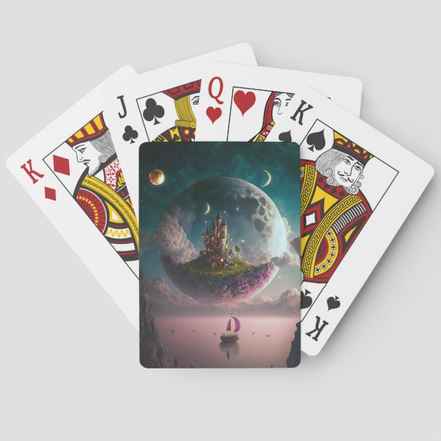 Castle In The Moon Fantasy Art Playing Cards (Back)