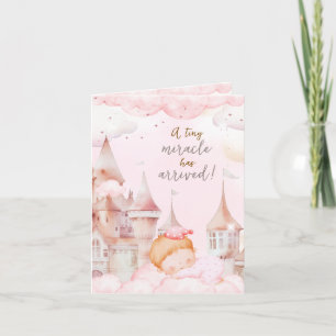 Castle In The Sky Girl Birth Announcement Card