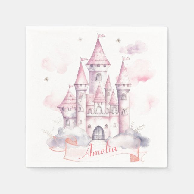 Castle Kingdom Princess 1st Birthday Party  Napkin (Front)