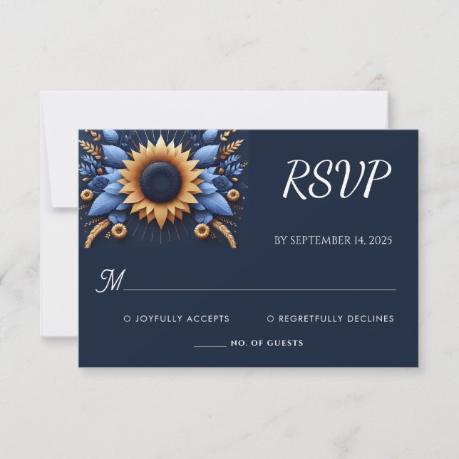 Castle Luxury Fuchsia Crown Royal Blue Wedding RSVP Card (Front)