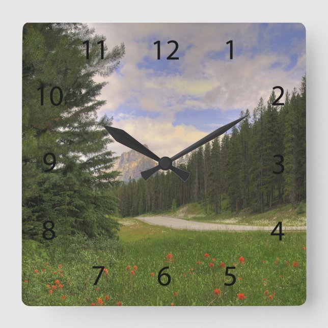 Castle Mountain Banff Square Wall Clock (Front)