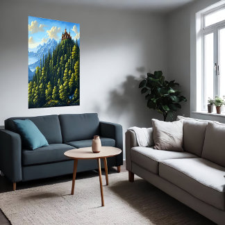 Castle on a hill in the forest | AI Art Poster