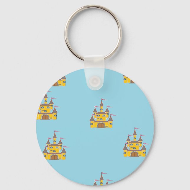 castle on blue key ring (Front)