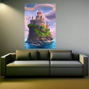 Castle on the rock AI Art Poster