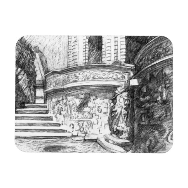 Castle pencilart  Monochrome Black & White Magnet (Horizontal)
