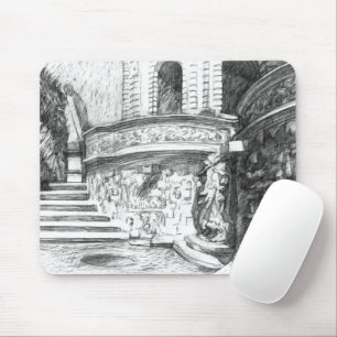 Castle pencilart Monochrome Black & White Mouse Pad