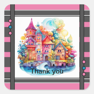 Castle Pink Dreamworld Square Sticker