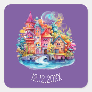 Castle Pink Fairytale Dreamworld Square Sticker