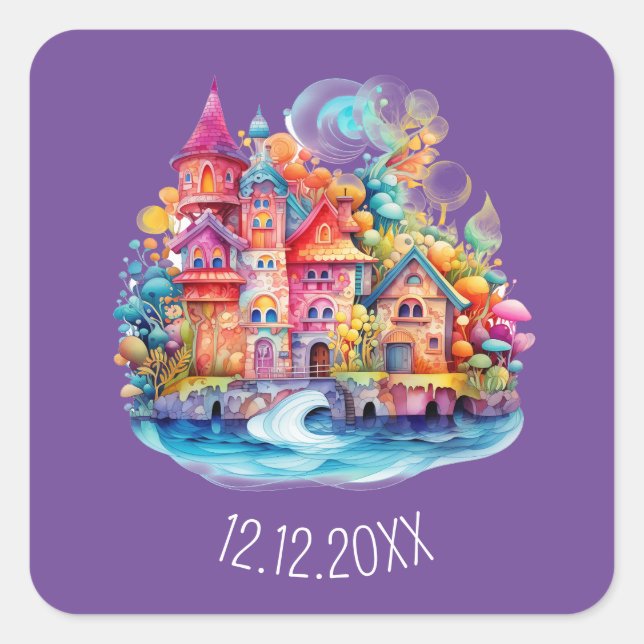 Castle Pink Fairytale Dreamworld Square Sticker (Front)